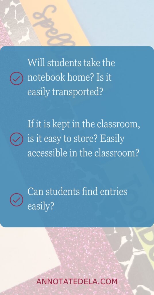 Will writer's notebooks be kept the classroom? Can students access entries easily?