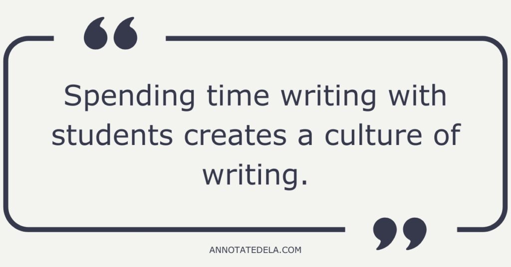 Quote on creating a culture of writing Spending time writing with students creates a culture of writing. 