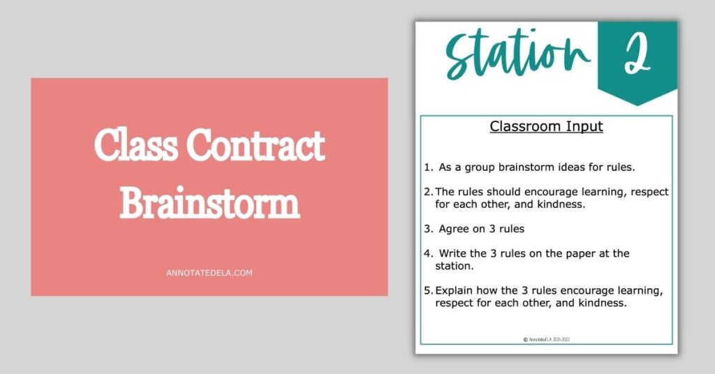 Picture of class contract example for back to school activities