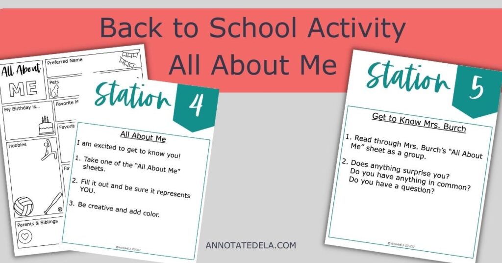 A picture of all about me examples for back to school activities