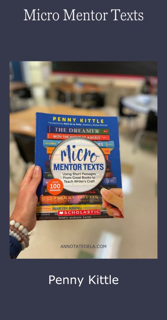 Picture of hand holding a professional development books for ELA teachers