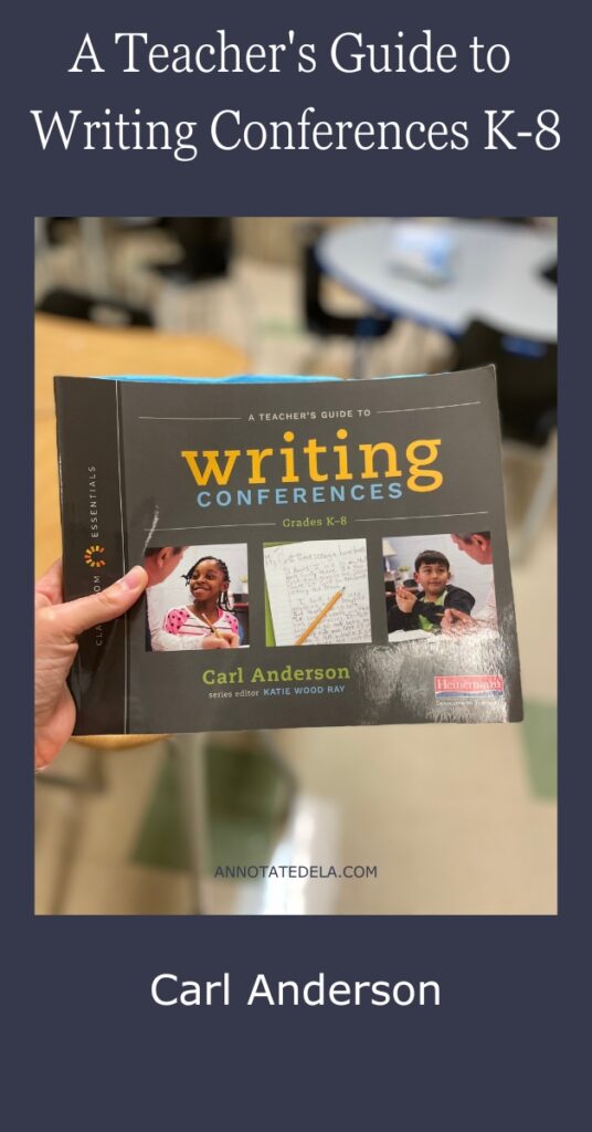 Picture of hand holding a professional development books for ELA teachers