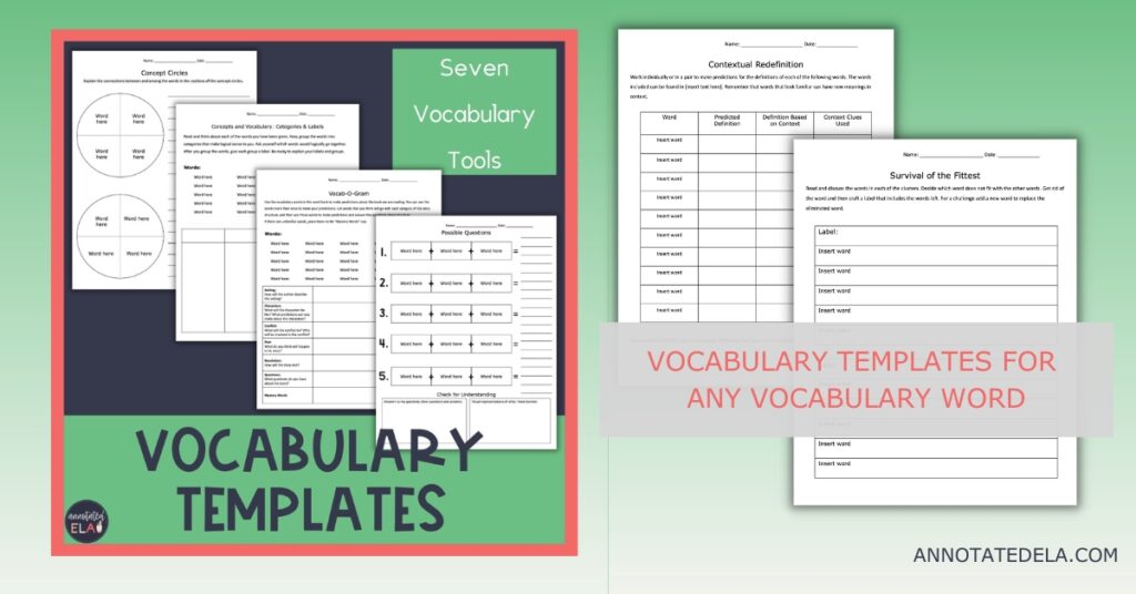 Image of a vocabulary template resource.
