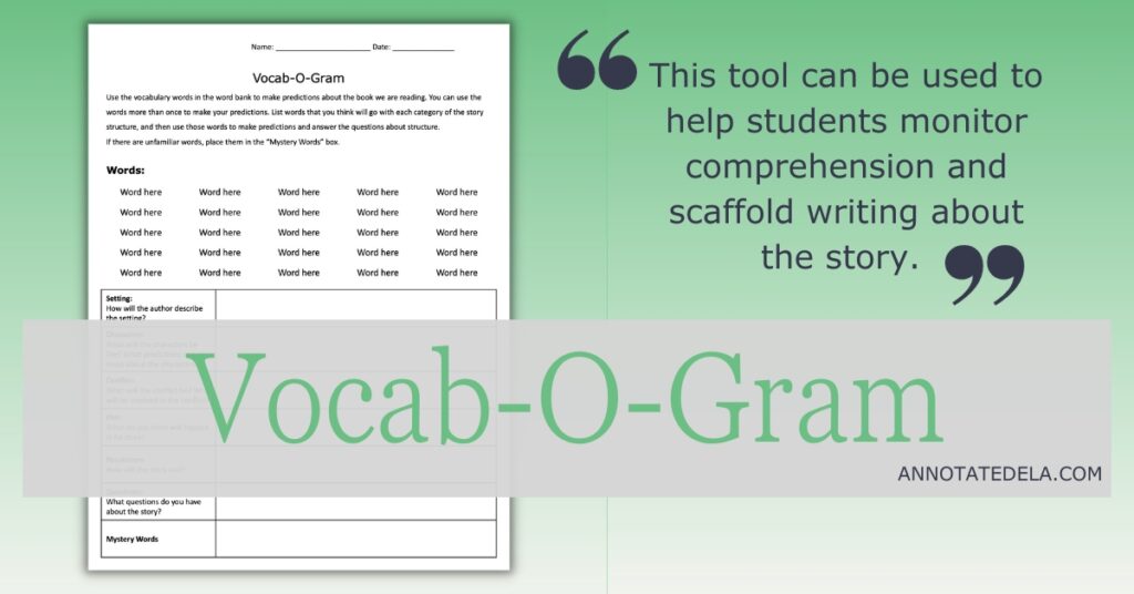 Example of a Vocab-O-Gram to use as vocabulary tools.