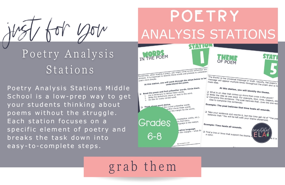 Poetry Analysis Stations for poetry month activities