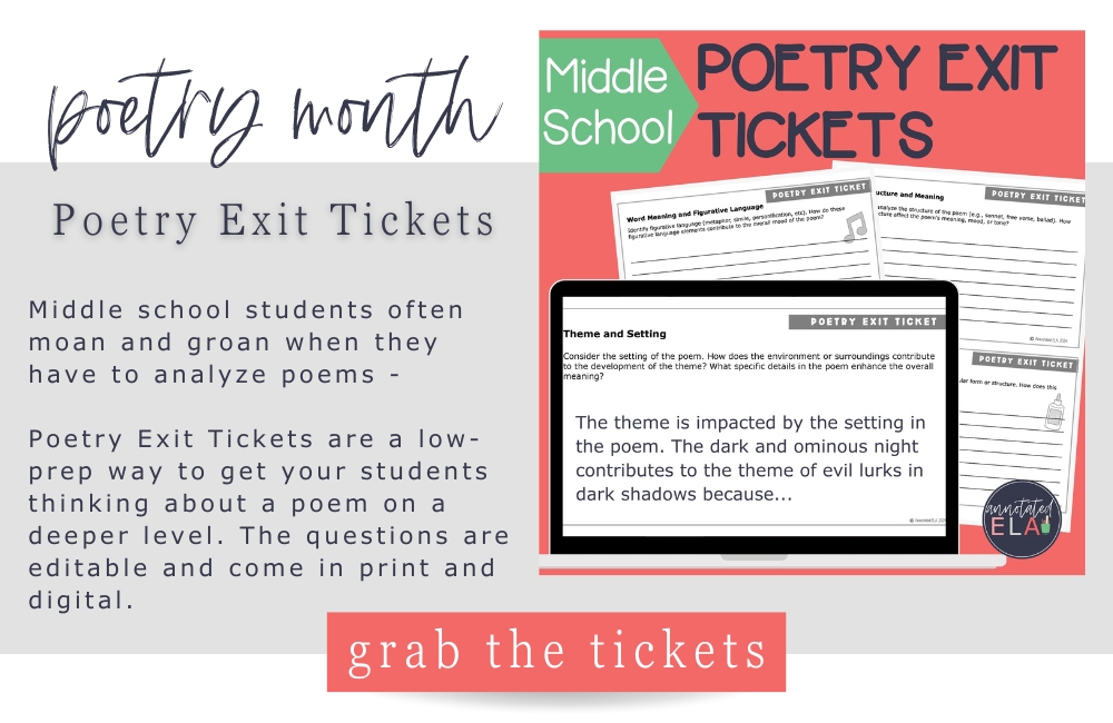 Poetry Exit Tickets for poetry month activities.